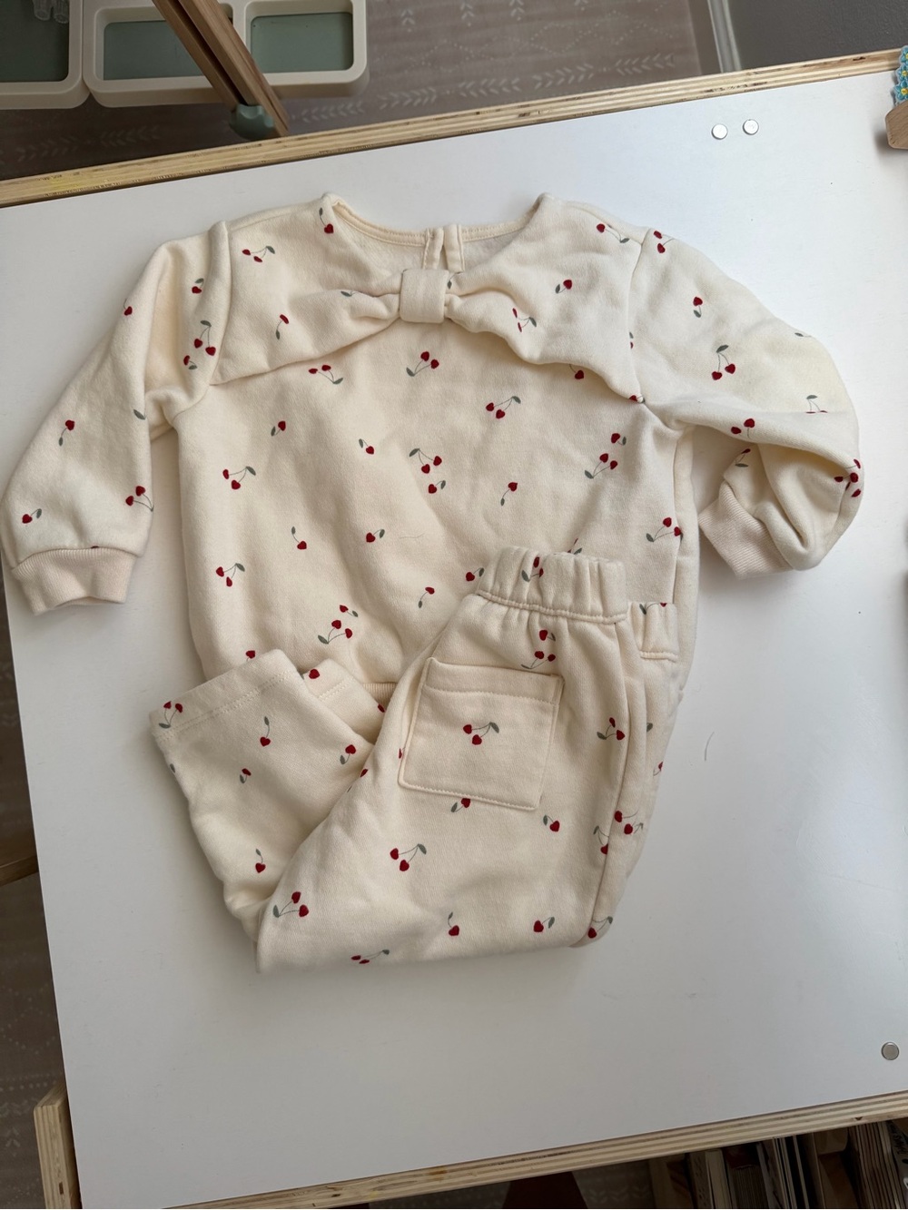 Baby Gap Cream Cherry Print Bow-front  Set